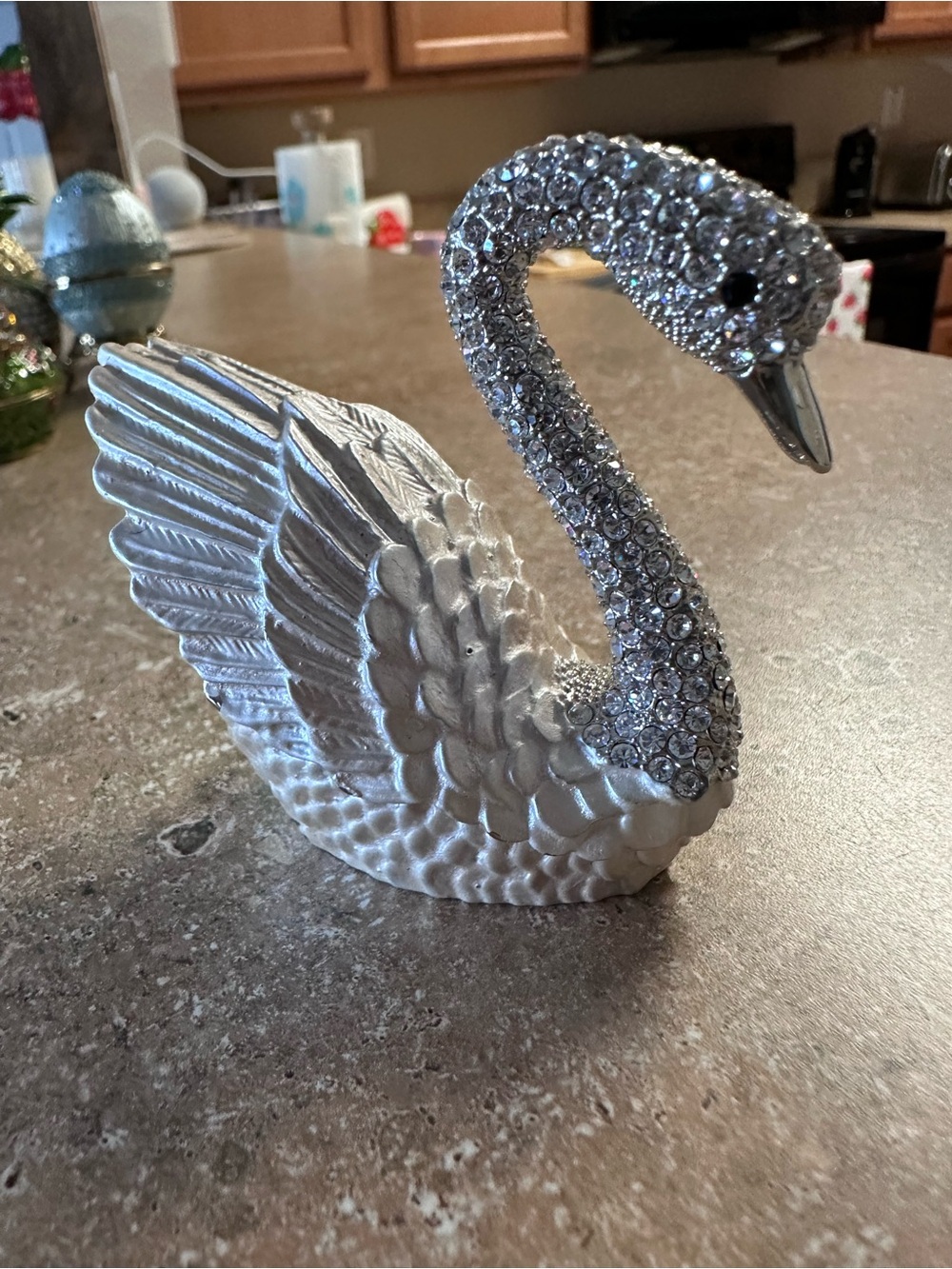 Crystal-Embellished Silver Swan Figurine - Picture 3 of 5